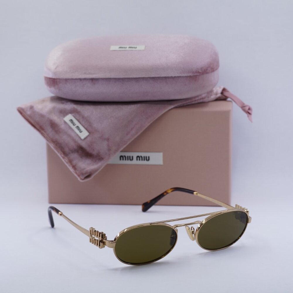 🕶️ New Miu Miu MU54ZS 7OE09Z Sunglasses - Brass Gold Frame, Dark Brown Lenses - Picture 12 of 12